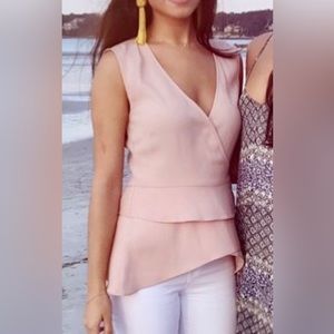 BCBG pink wrap shirt